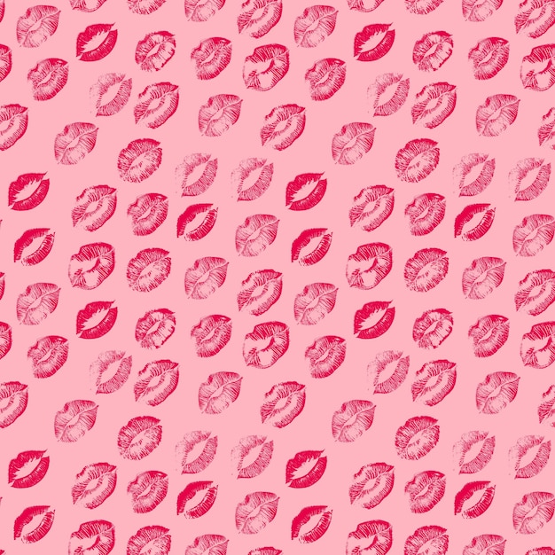 Vector seamless pattern background Lips print on wrapping paper and cloth World Kissing Day Valentines Day
