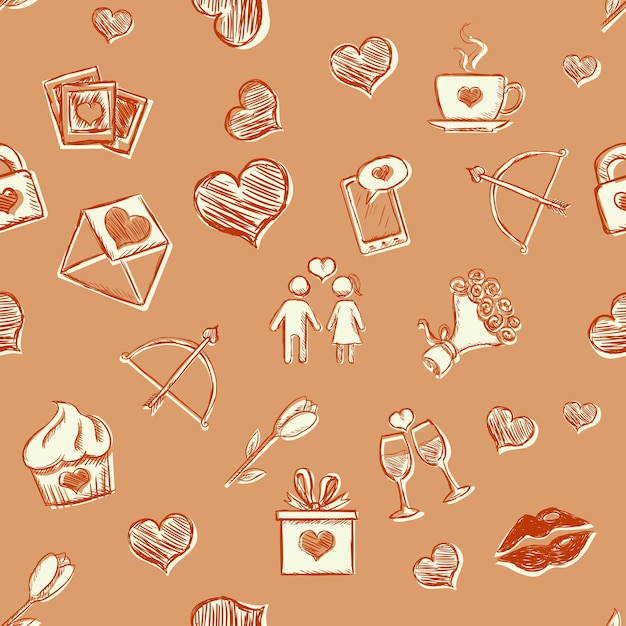 Vector Seamless Pattern Background for Valentines Day