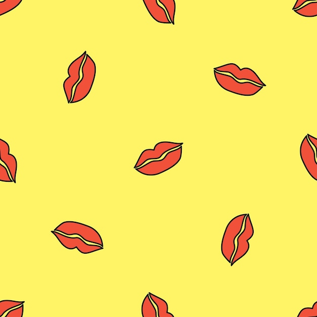 Vector seamless pattern background with red lips