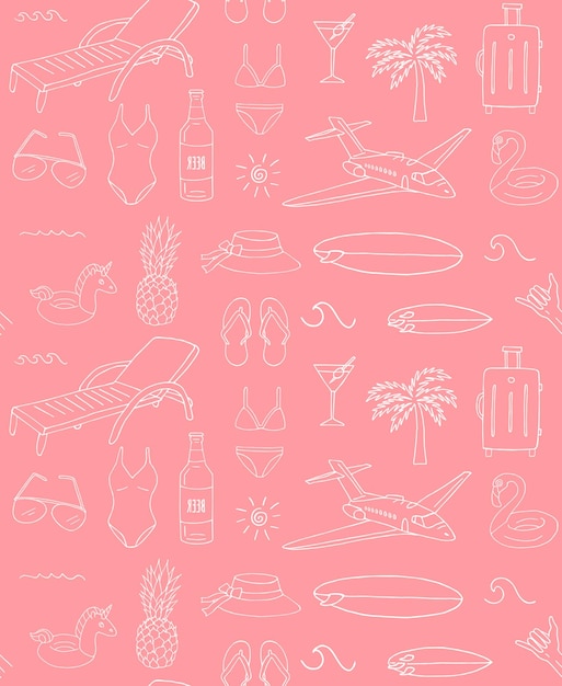 Vector seamless pattern of beach doodles