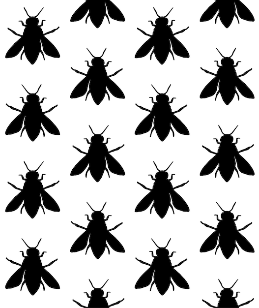 Vector seamless pattern of bee silhouette