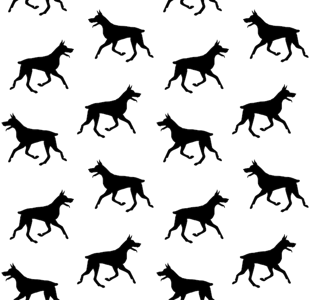 Vector seamless pattern of black doberman