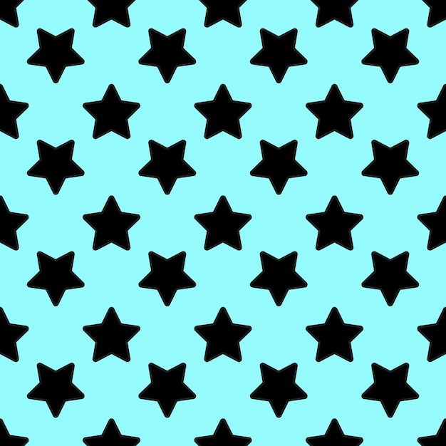 Vector seamless pattern of black star on blue background for textile clothes postcards wallpapers