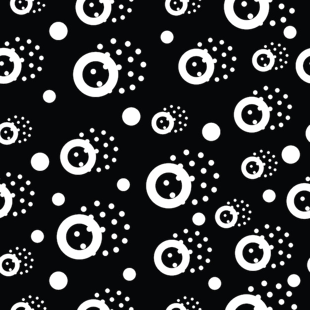 Vector seamless pattern in black and white. Universal repeating geometric abstract figure in pointillism, memphis, 80s, 90s style. Wallpaper, wrapping paper, interior, clothes