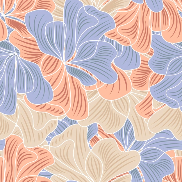 Vector vector seamless pattern blooming creamy blue flower illustration with floral composition on white background use in textiles interior wrapping paper and other design