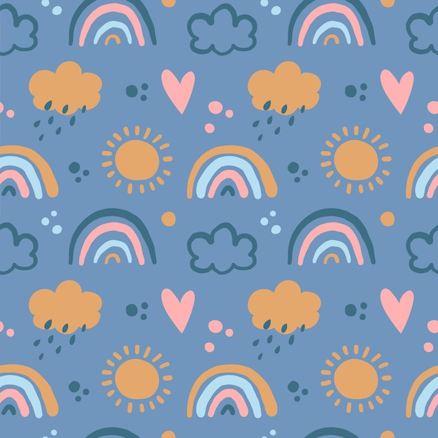 Vector seamless pattern boho rainbow