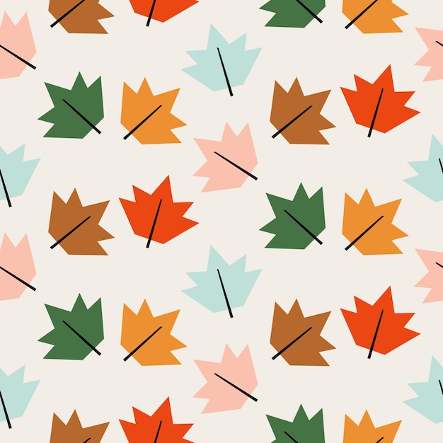 Vector seamless pattern of bright colored autumn leaves