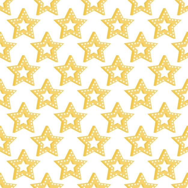 Vector seamless pattern of bright glowing stars festive bright background