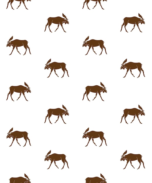 Vector seamless pattern of brown moose