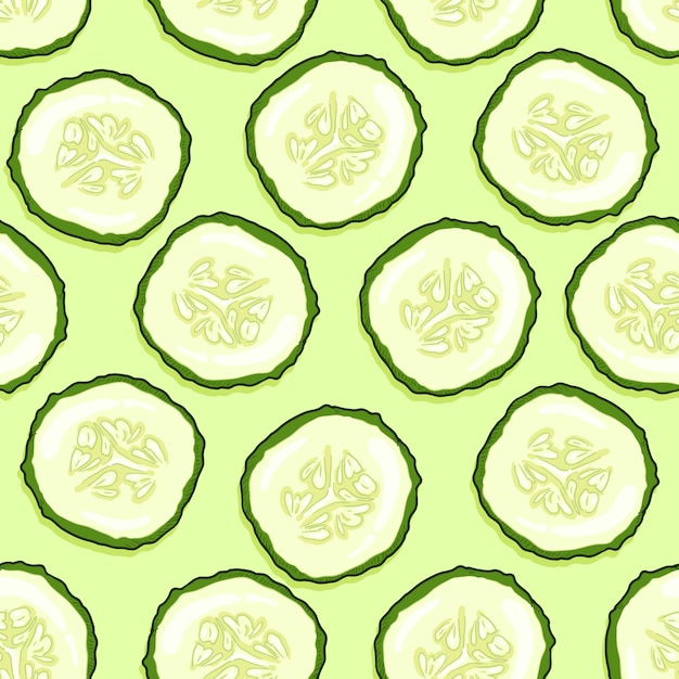 Vector Seamless Pattern of Cartoon Cucumber Rings