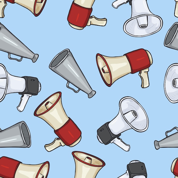 Vector Seamless Pattern of Cartoon Loudspeakers