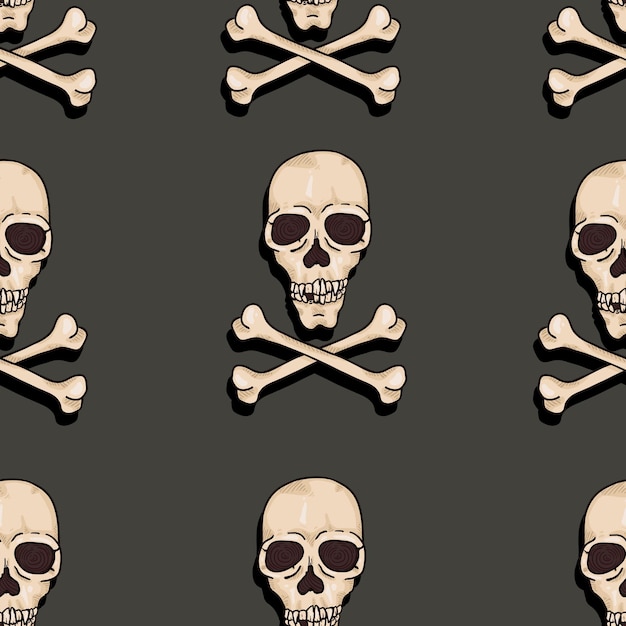 Vector vector seamless pattern of cartoon skulls