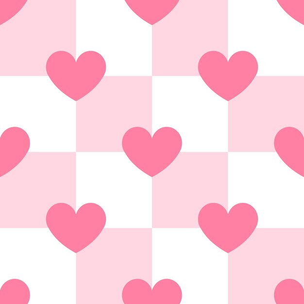 Vector vector seamless pattern of chess board with heart