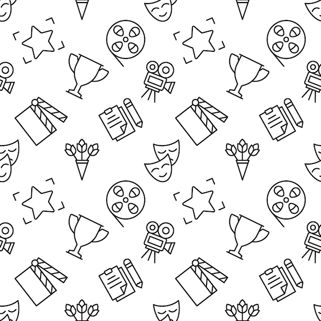 Vector seamless pattern of cinema and movie production for web sites wrapping printing postcards web sites apps