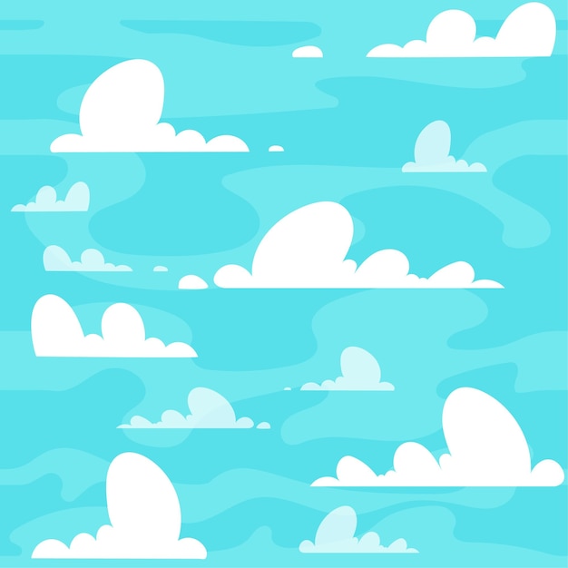 Vector vector seamless pattern of clouds on blue sky