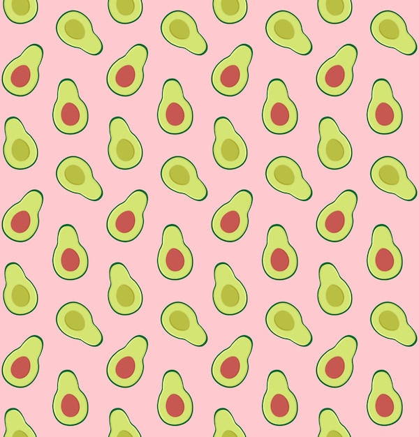 Vector seamless pattern of colored avocado