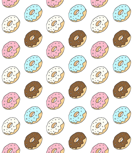 Vector seamless pattern of colored donut