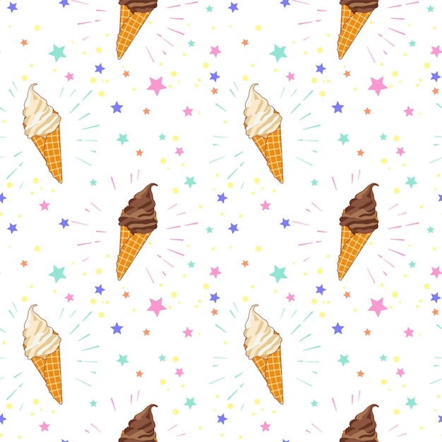 Vector vector seamless pattern of colorful ice creams