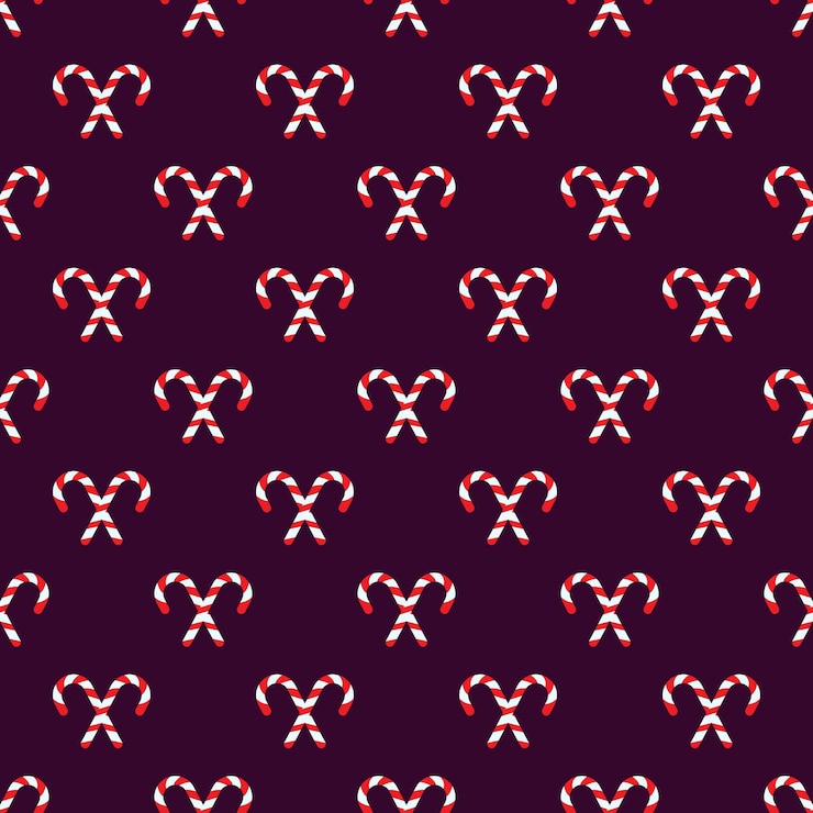 Vector vector seamless pattern of crossed candies on dark violet background