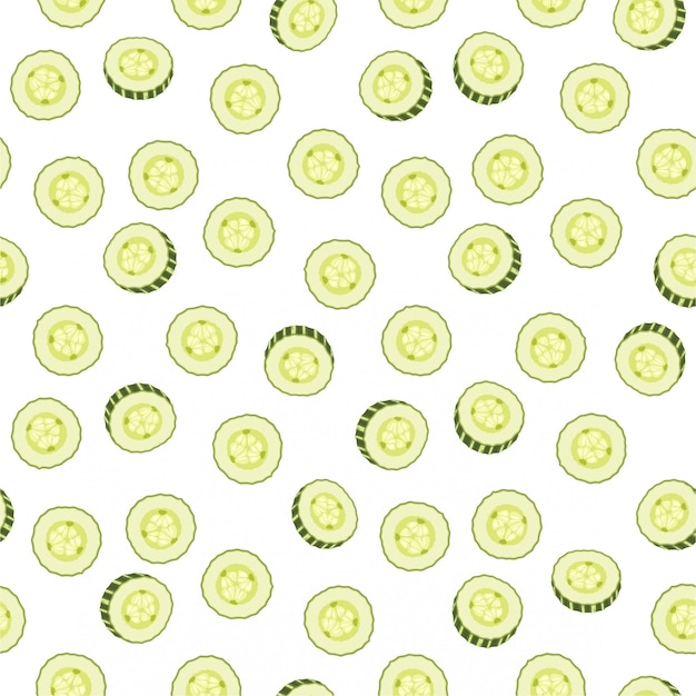 Vector seamless pattern of cucumber slice