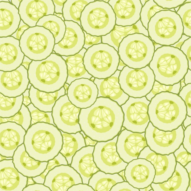 Vector seamless pattern the cut slices of cucumbers 