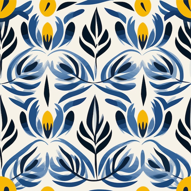 vector seamless pattern design texture a blue and yellow floral pattern with yellow flowers