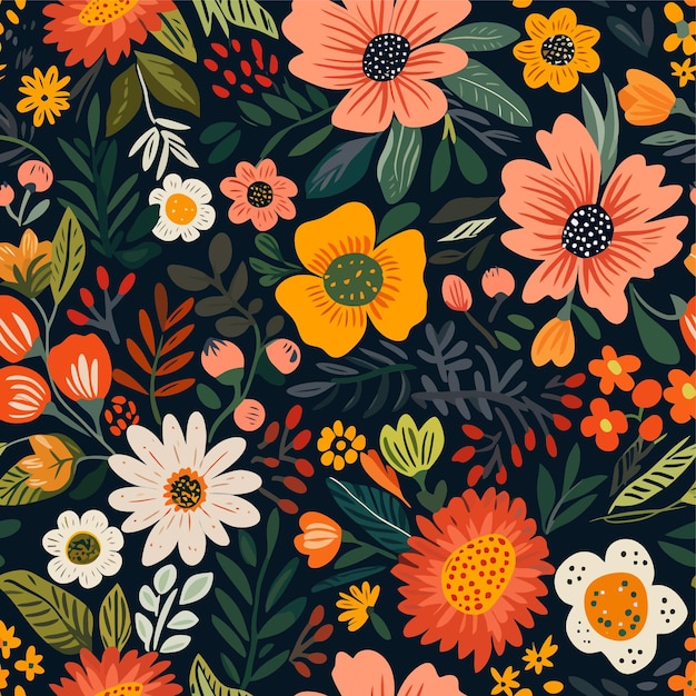 vector seamless pattern design texture a colorful floral pattern with flowers and leaves