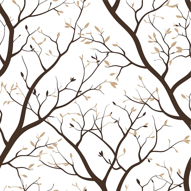 Vettore tessuto di disegno vettoriale senza cuciture un albero e uno sfondo marrone con un ramo d'albero marrone