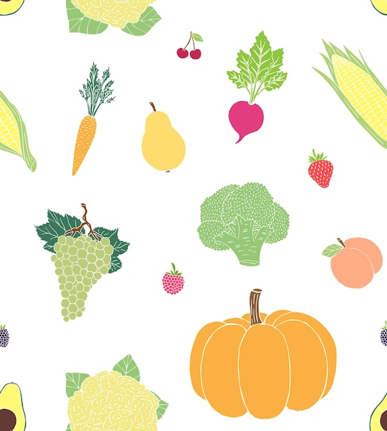 Vector seamless pattern of different vegetables