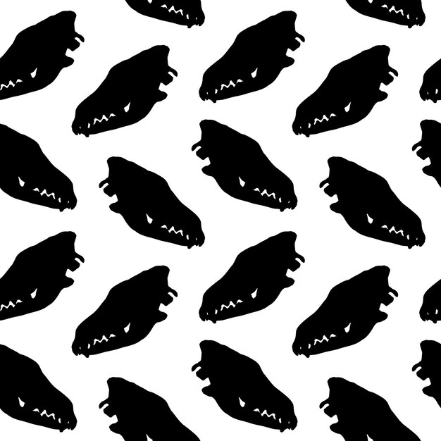 Vector seamless pattern of dog skull silhouette