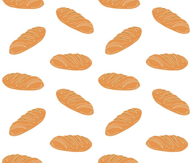 Vector seamless pattern of doodle sketch bread