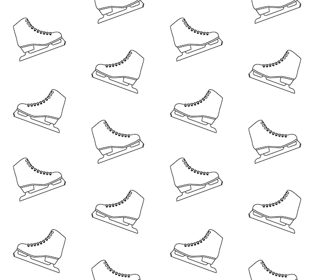 Vector seamless pattern of doodle sketch ice skate