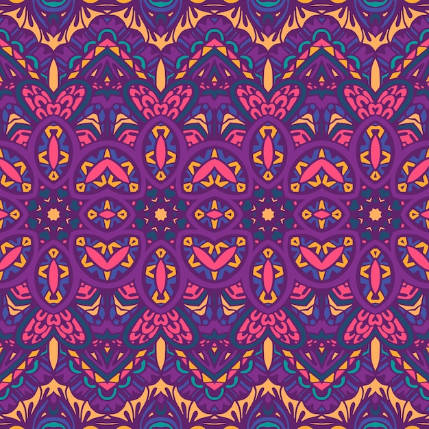 Vector seamless pattern ethnic tribal geometric psychedelic colorful print