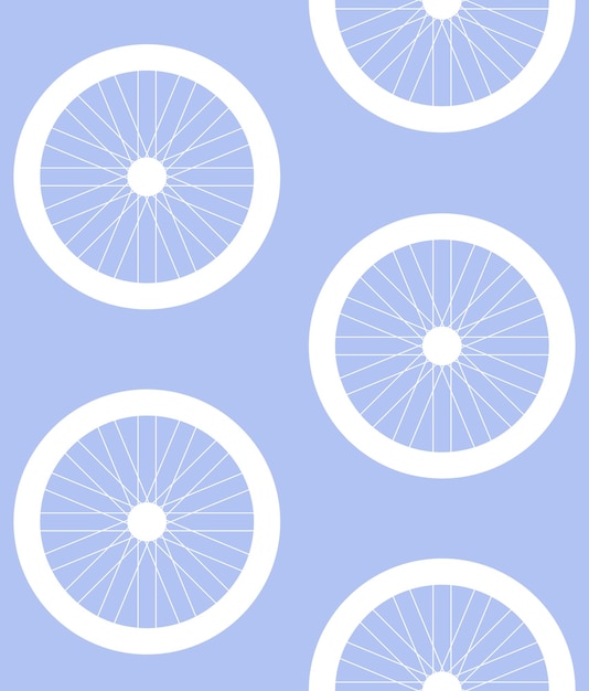 Vector seamless pattern of flat bicycle wheel