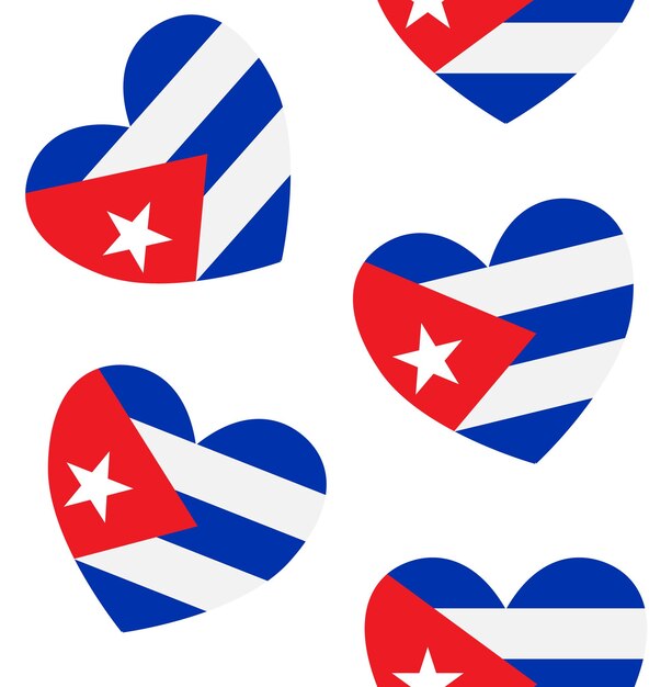 Vector vector seamless pattern of flat cuba flag heart