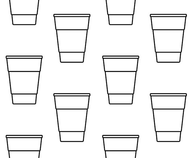 Vector seamless pattern of flat disposable cup