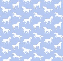 Vector vector seamless pattern of flat hand drawn horse