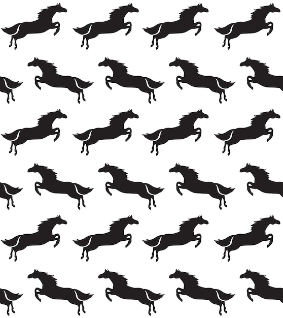 Vector seamless pattern of flat horse silhouette