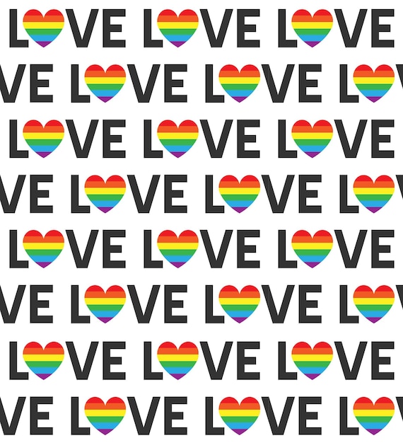 Vector seamless pattern of flat lgbt rainbow love