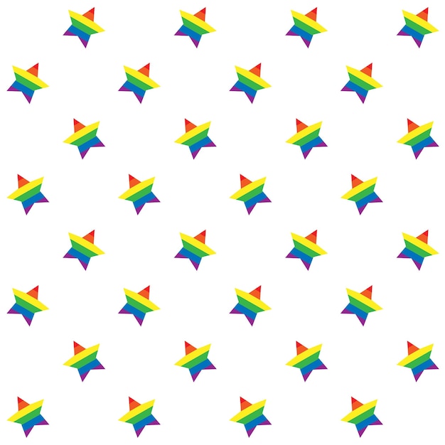 Vector seamless pattern of flat lgbt rainbow star