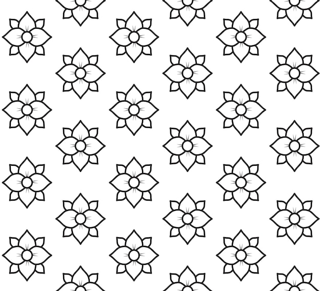 Vector seamless pattern of flat lotus flower