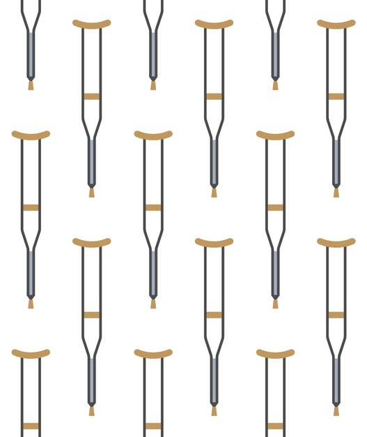 Vector seamless pattern of flat pair of crutch