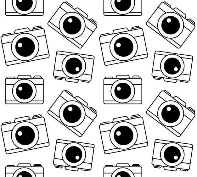 Vector vector seamless pattern of flat photo camera