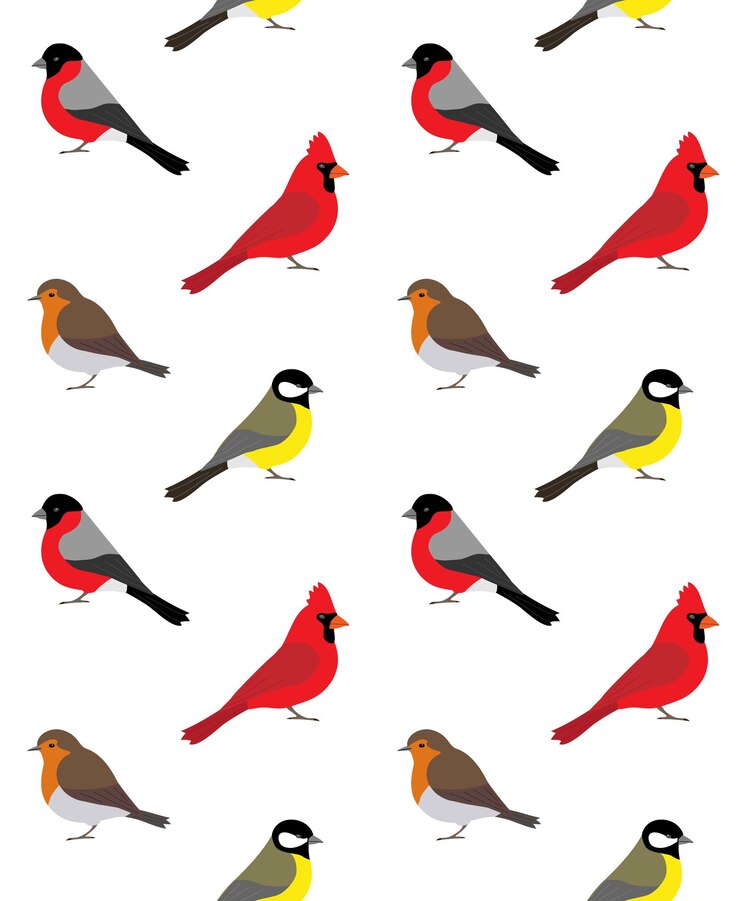 Vector vector seamless pattern of flat small birds