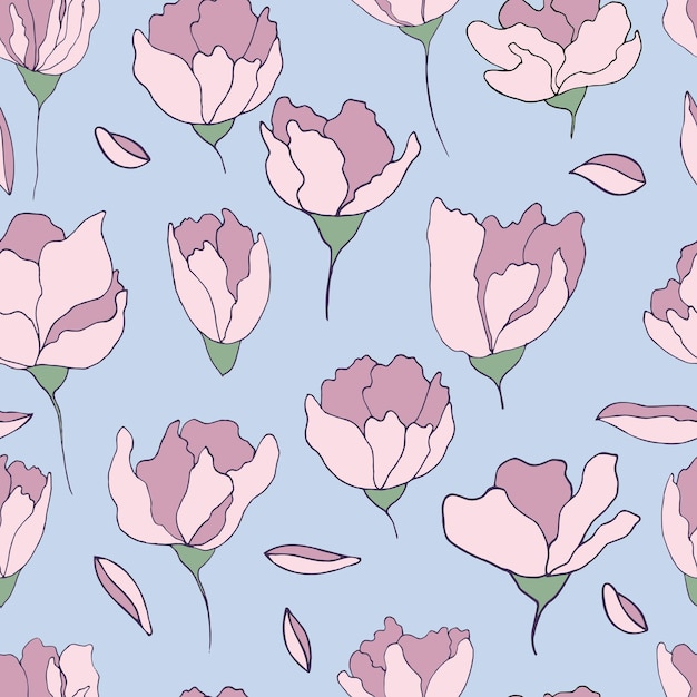 Vector seamless pattern flower buds