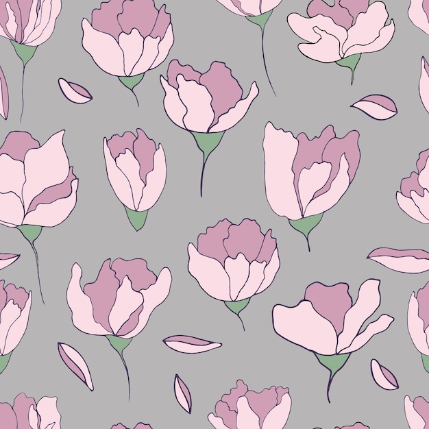 Vector seamless pattern flower buds