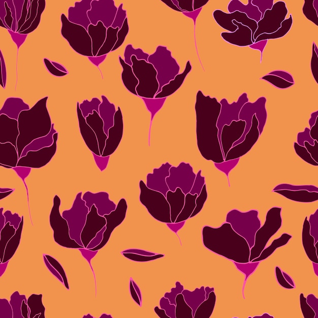 Vector seamless pattern flower buds