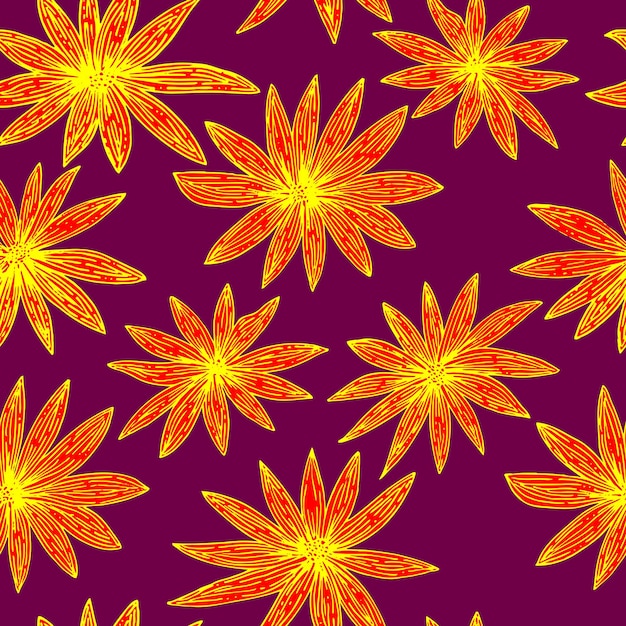 ベクトルのシームレスなパターンの花の背景