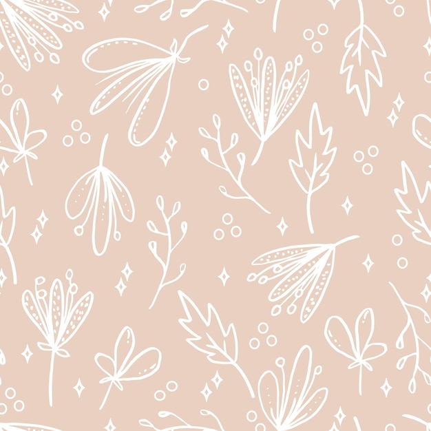Fiori vettoriali senza cuciture con foglie illustrazione botanica per carta da parati tessuto tessile abbigliamento cartoline di carta