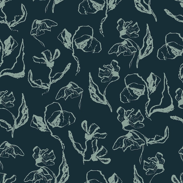 葉を持つベクトルシームレスパターン花壁紙テキスタイルファブリック衣類紙はがきの植物画
